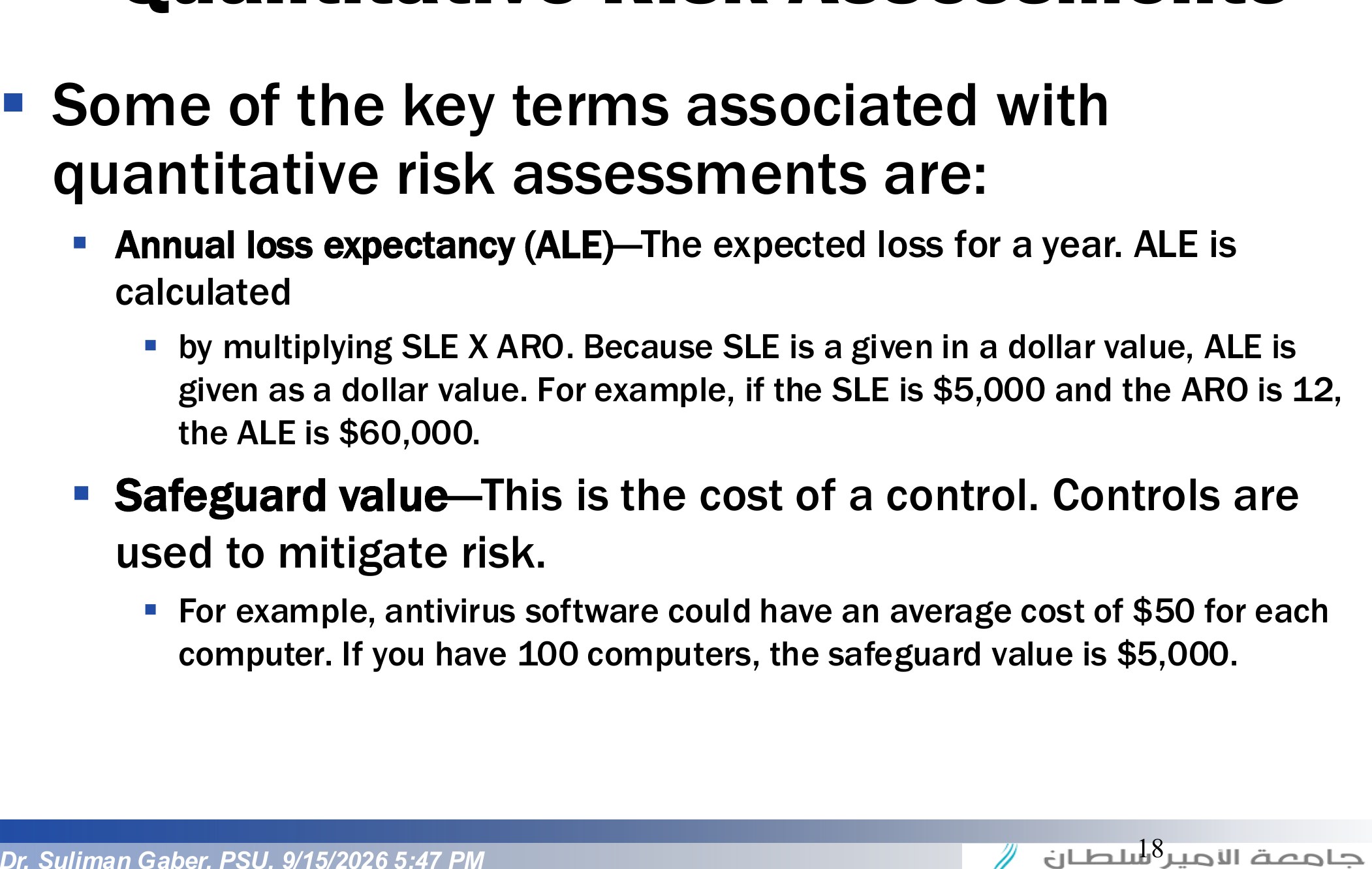 Quantitative Risk Assessments