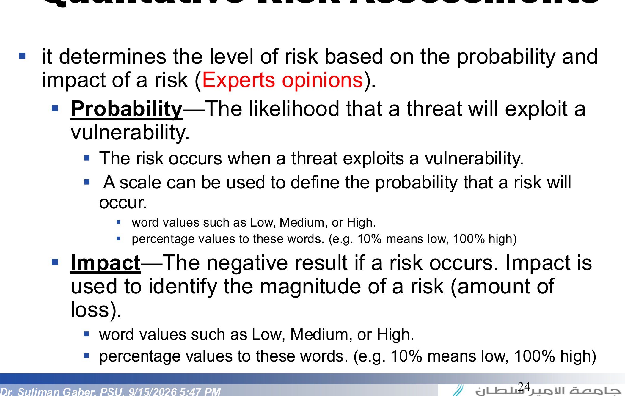 Qualitative Risk Assessments