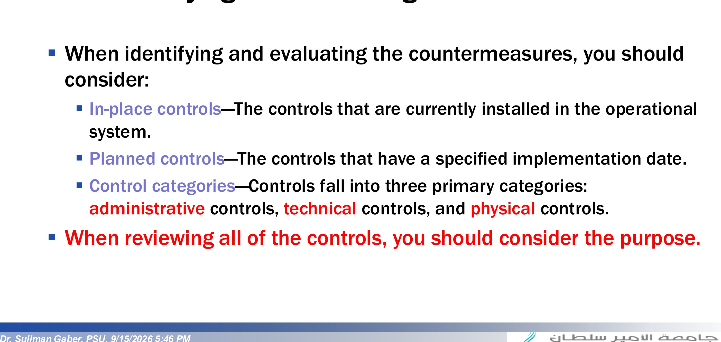 Identifying and Evaluating Countermeasures