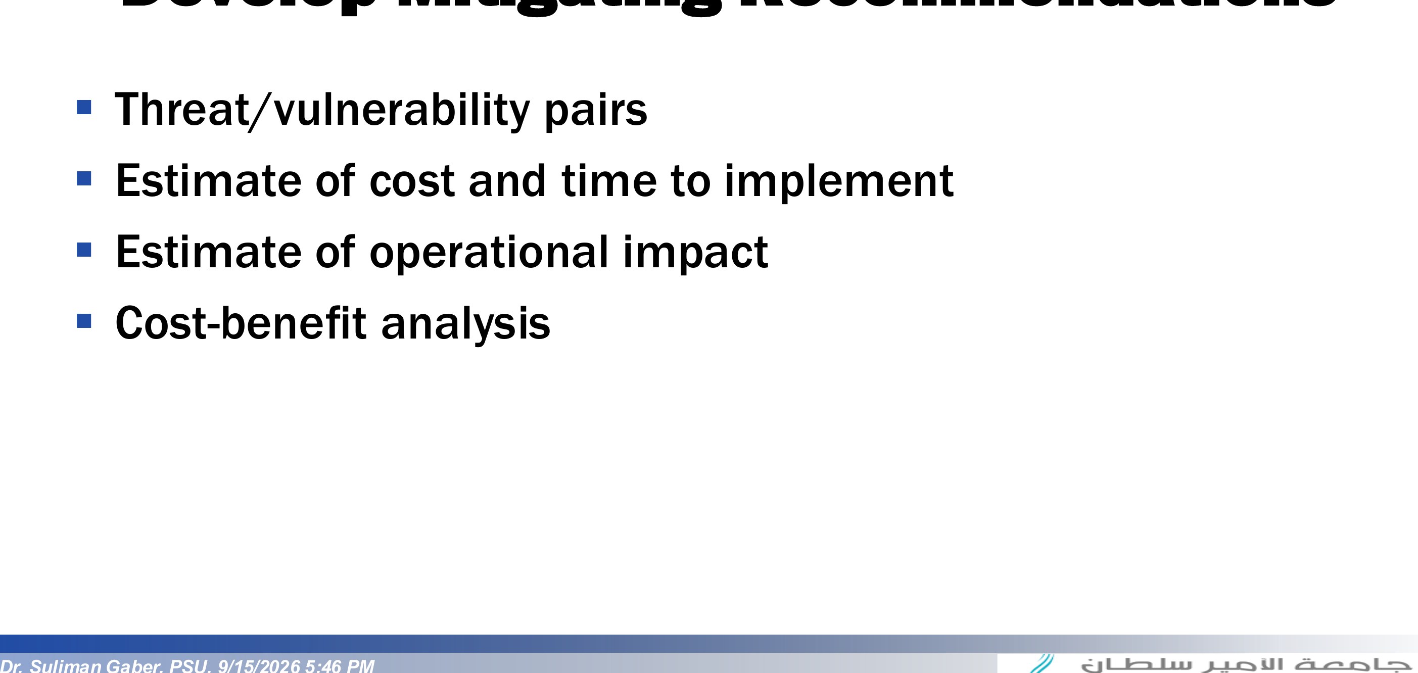 Develop Mitigating Recommendations