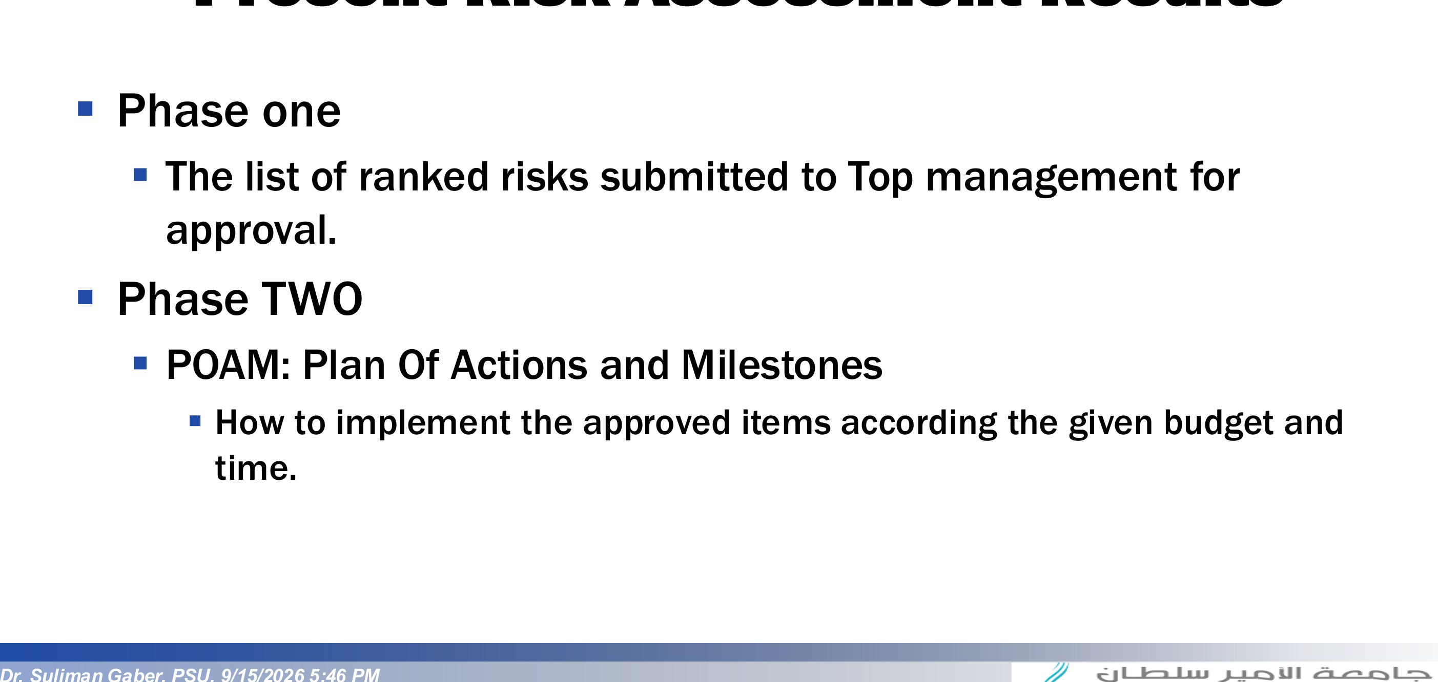 Present Risk Assessment Results