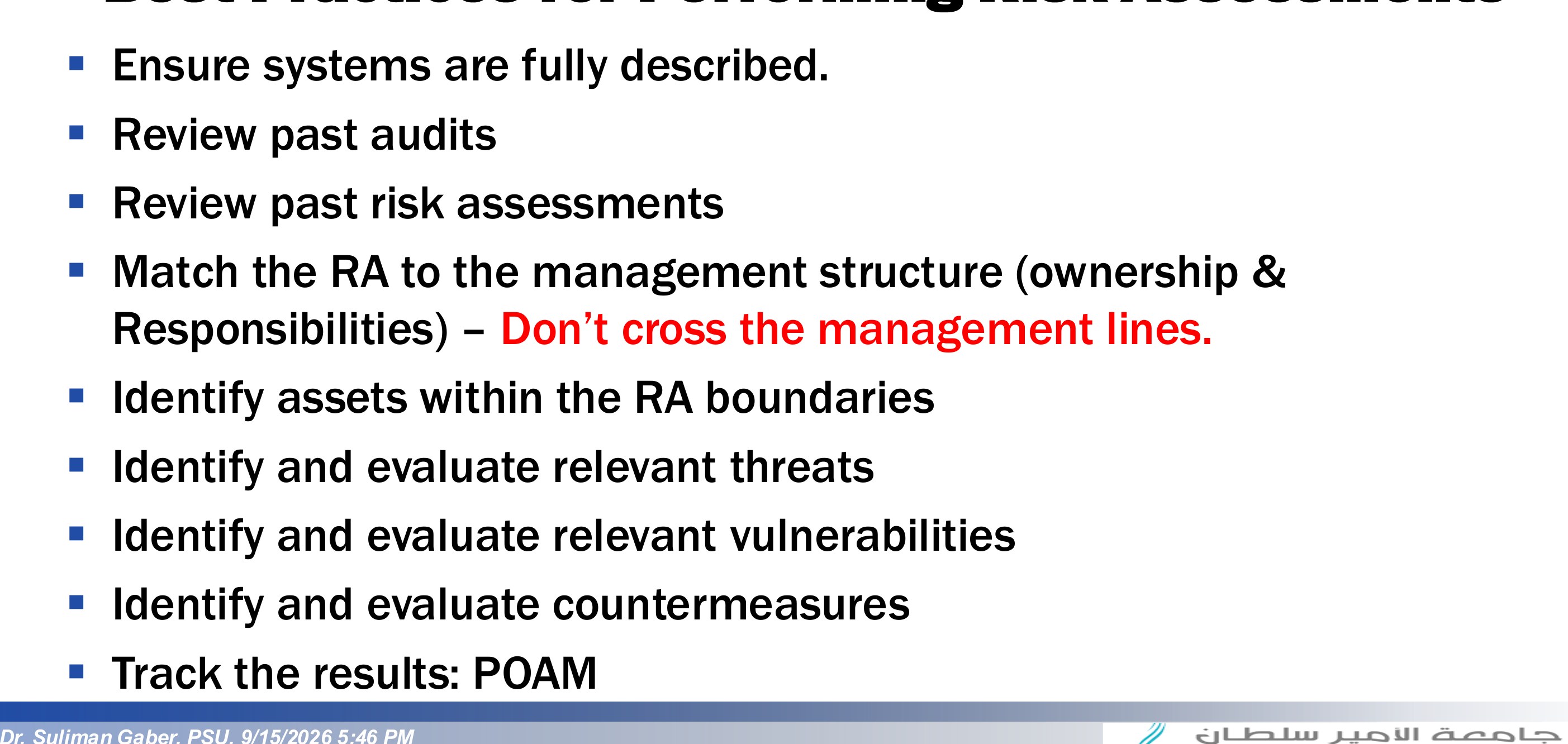Best Practices for Performing Risk Assessments