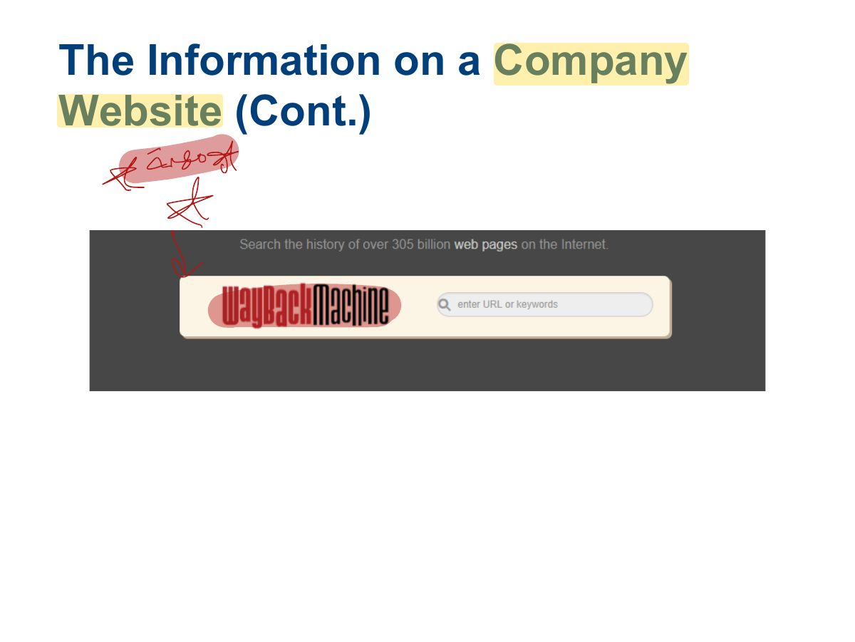 Slide 12: The Information on a Company Website (Cont.)