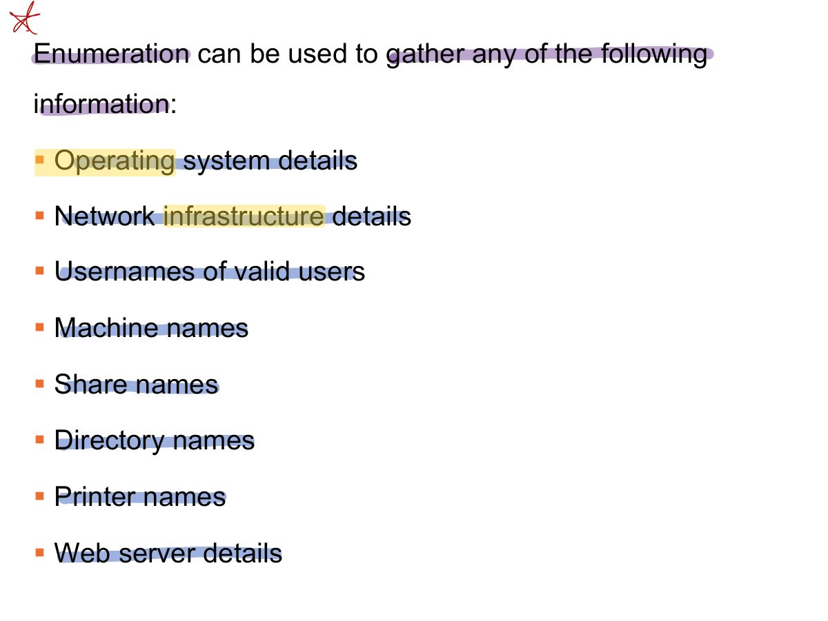 Slide 4: Enumeration can be used to gather any of the following