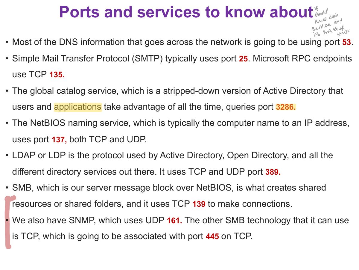 Slide 22: Ports and services to know about