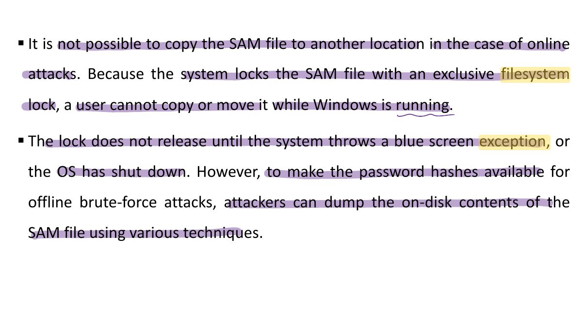 Slide 4: § It is not possible to copy the SAM file to another location in the case of online