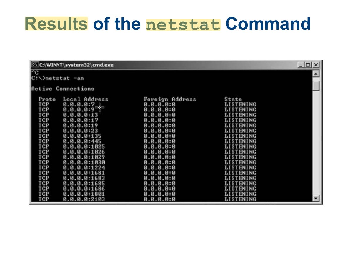Slide 28: netstat Results of the Command