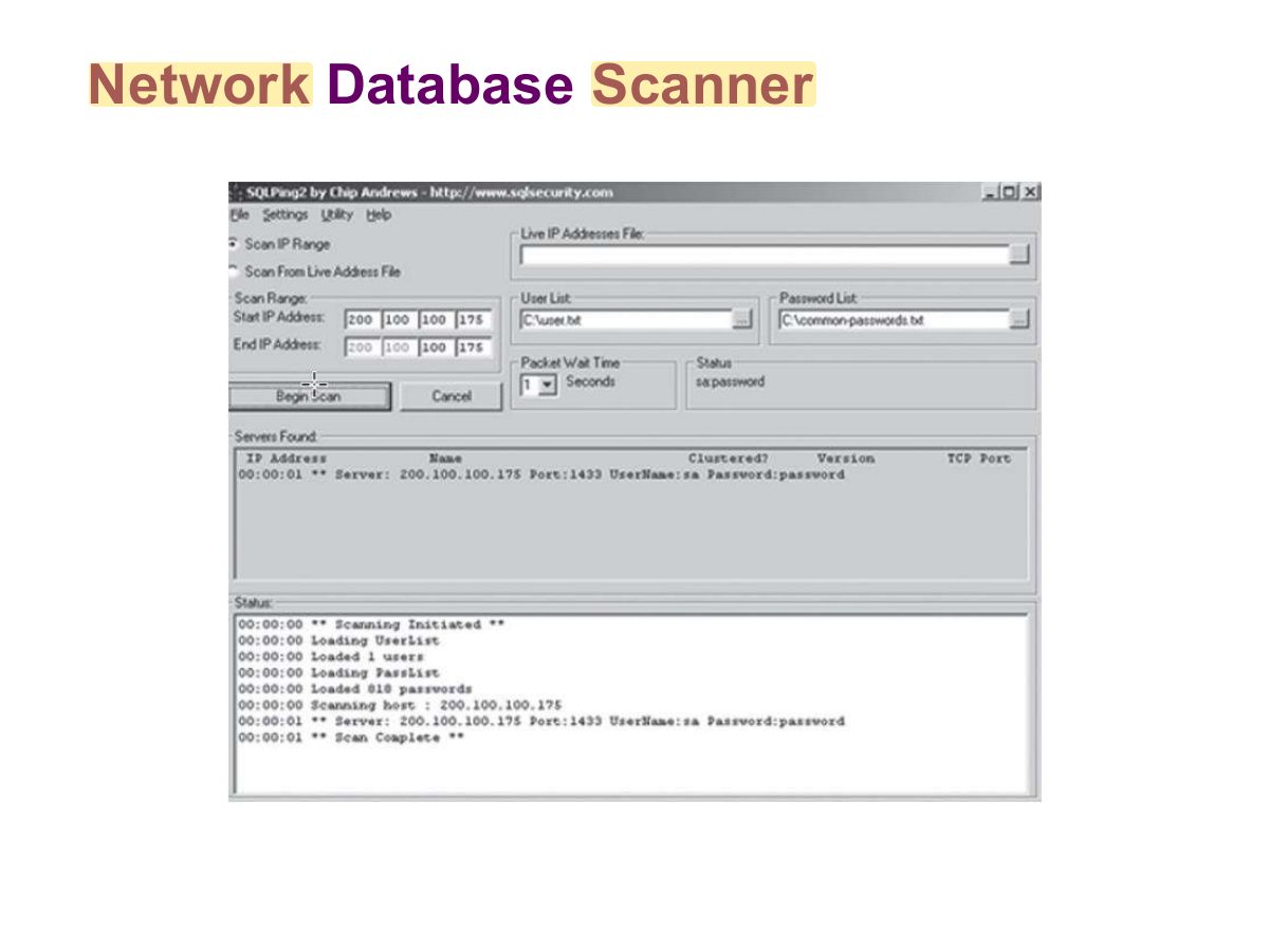 Slide 50: Network Database Scanner