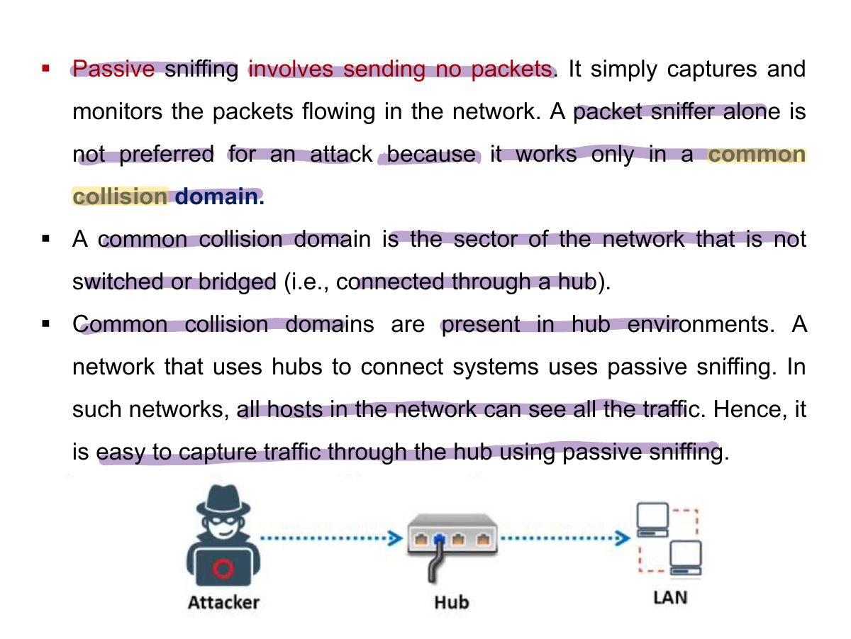 Slide 8: § Passive sniffing involves sending no packets. It simply captures and