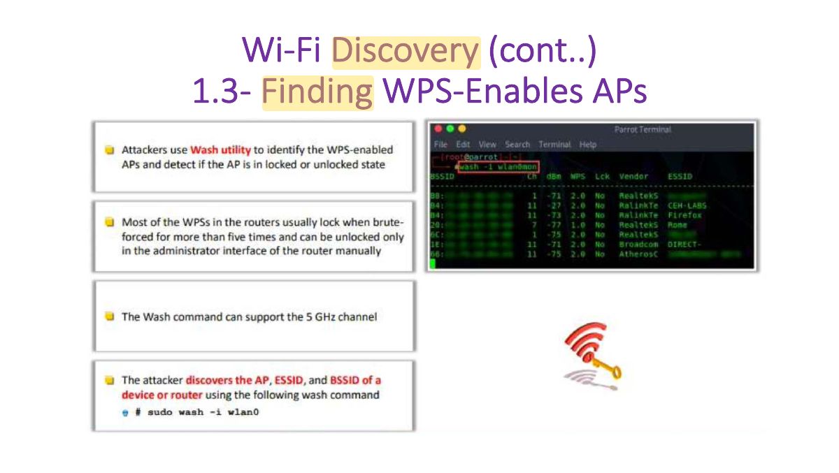 Slide 34: Wi-Fi Discovery (cont..) 1.3- Finding WPS-Enables APs