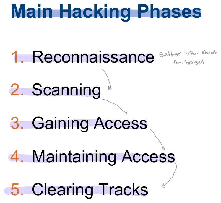 The five main hacking phases.