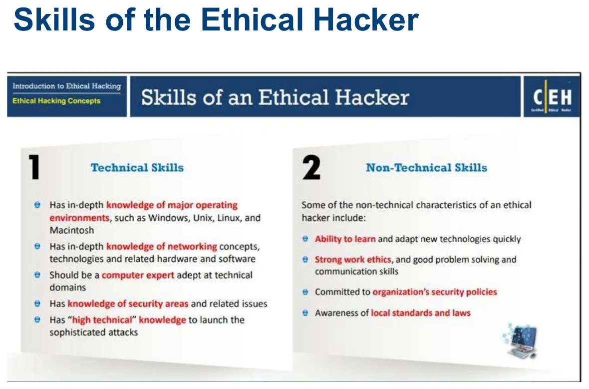 The skills of an ethical hacker.
