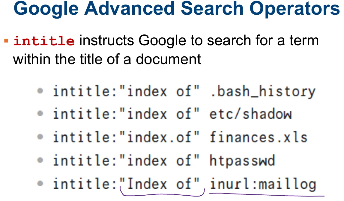 Google advanced search operators.