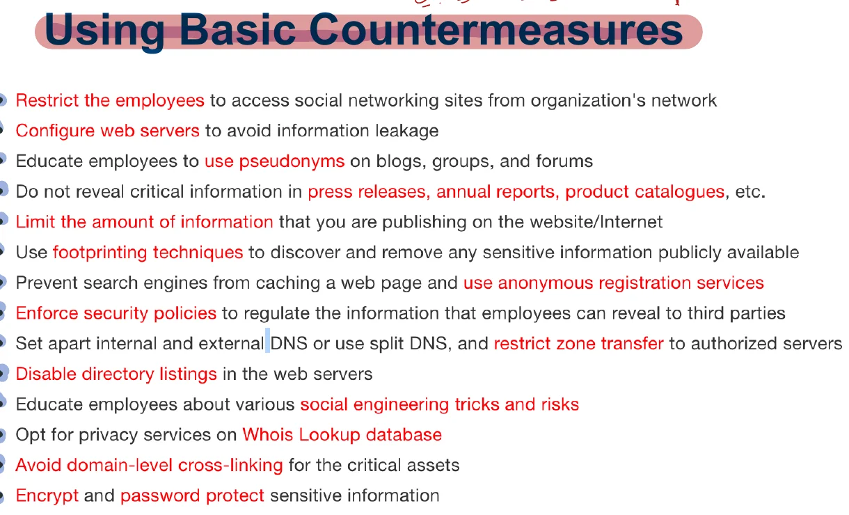 Basic countermeasures against footprinting.