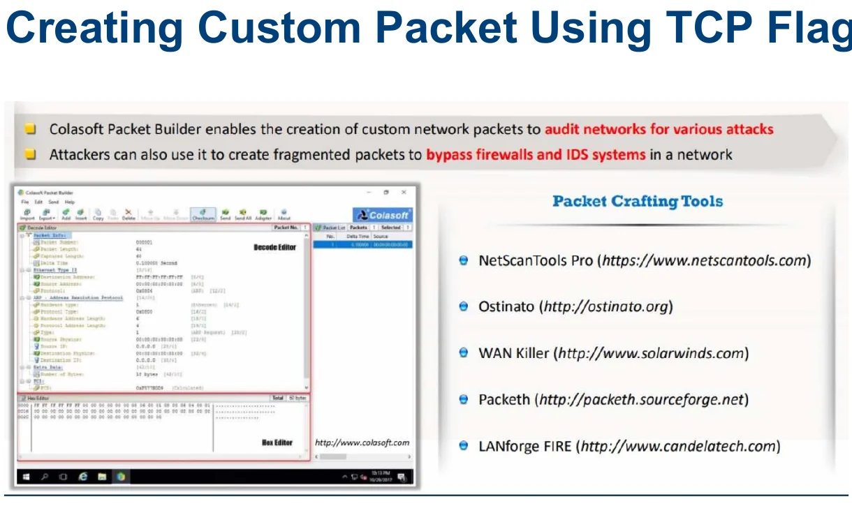 Creating a custom packet using TCP flags.