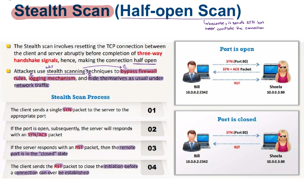 Stealth (half-open) scan.