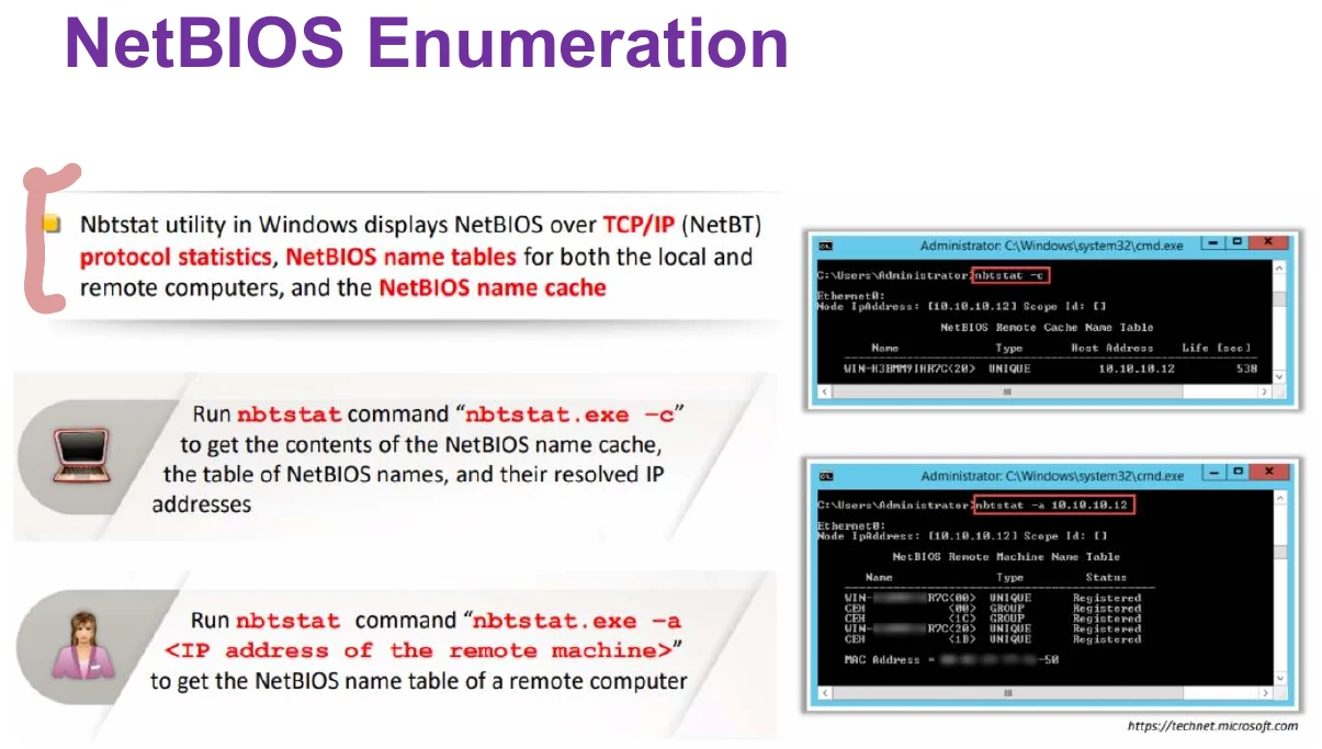 NetBIOS enumeration in practice.