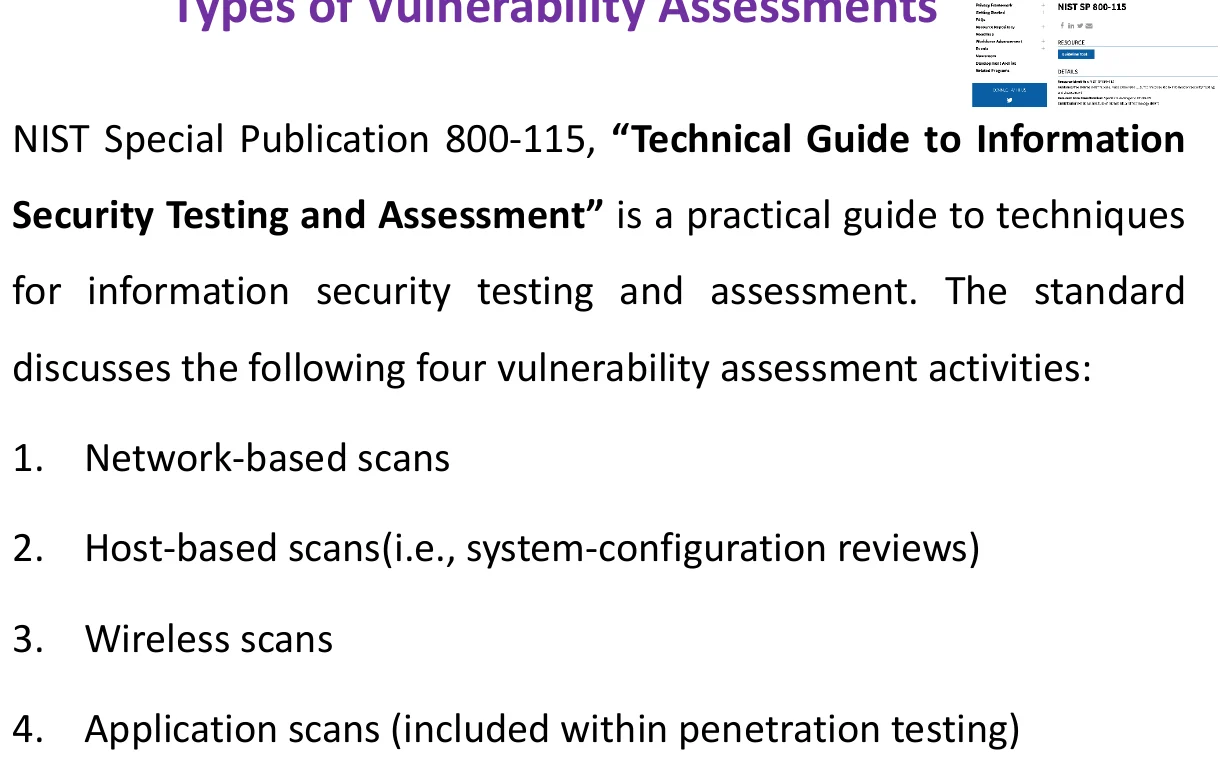 The four types of vulnerability assessment.