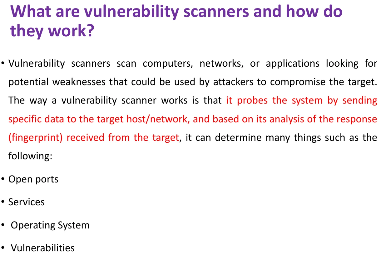 What vulnerability scanners are and how they work.