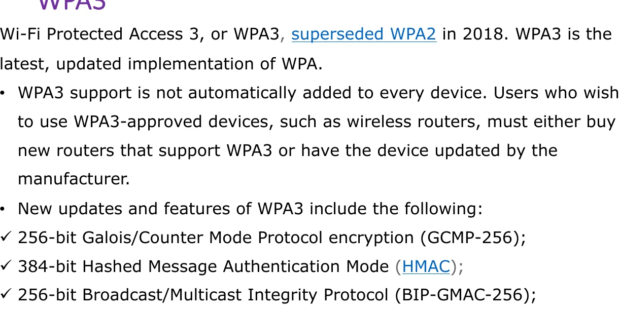 WPA3 and what it adds.