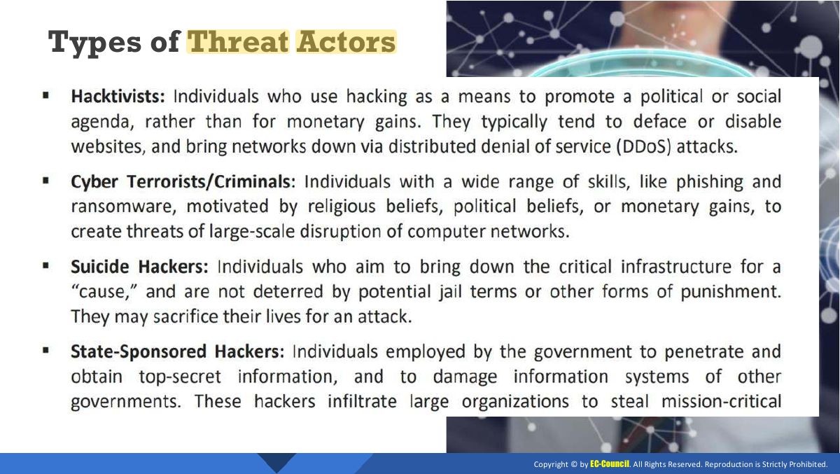 Slide 8: Types of Threat Actors