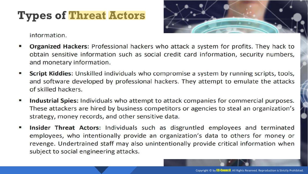 Slide 9: Types of Threat Actors