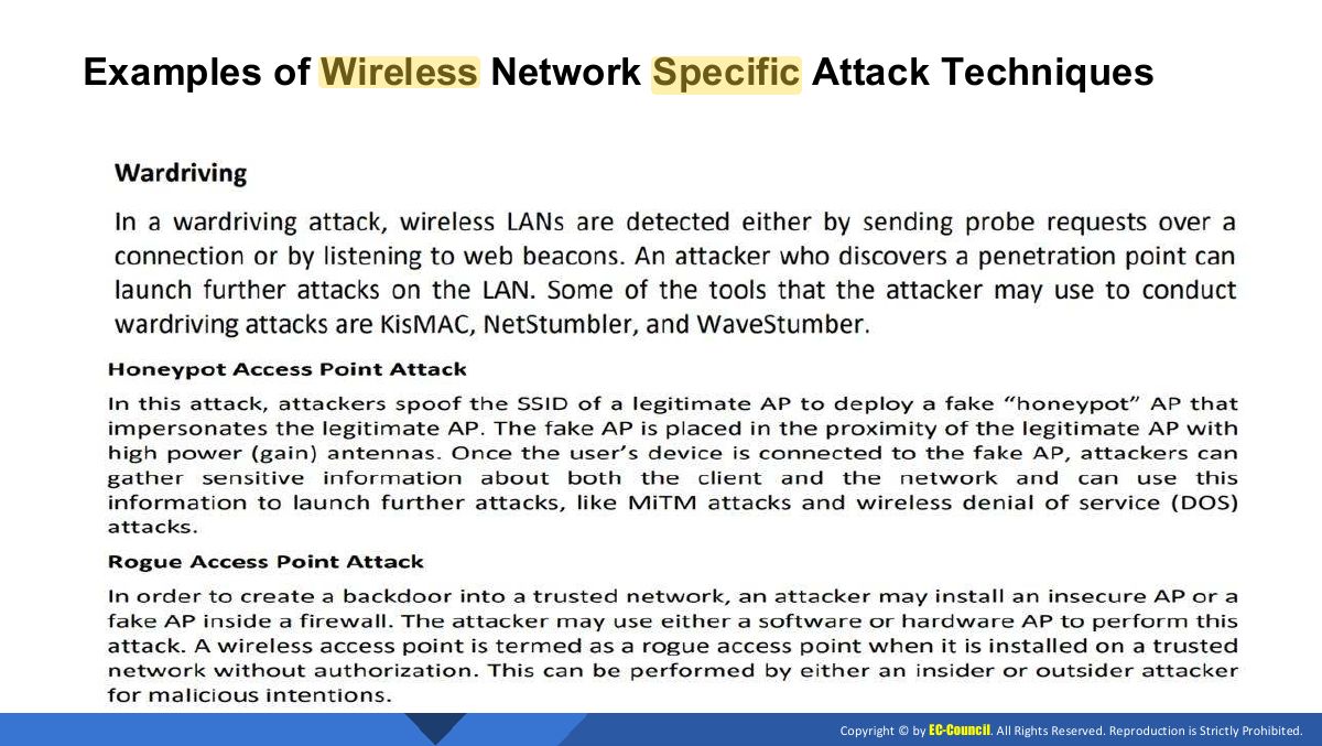 Slide 19: Examples of Wireless Network Specific Attack Techniques