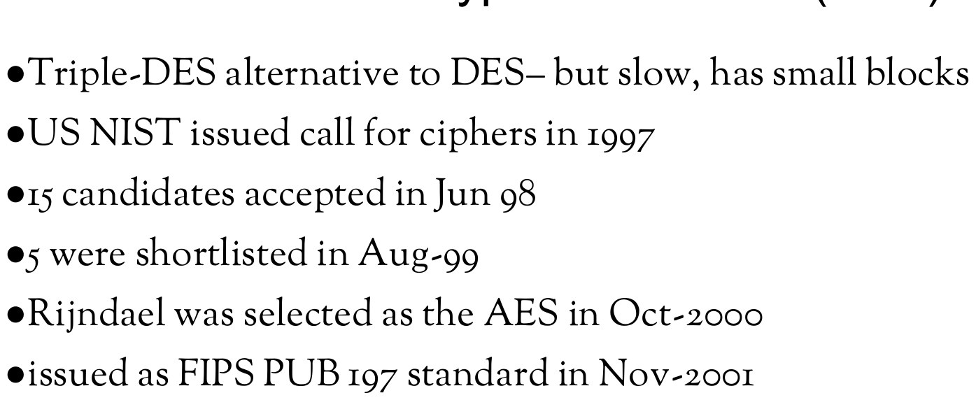 2. The Advanced Encryption Standard (AES)