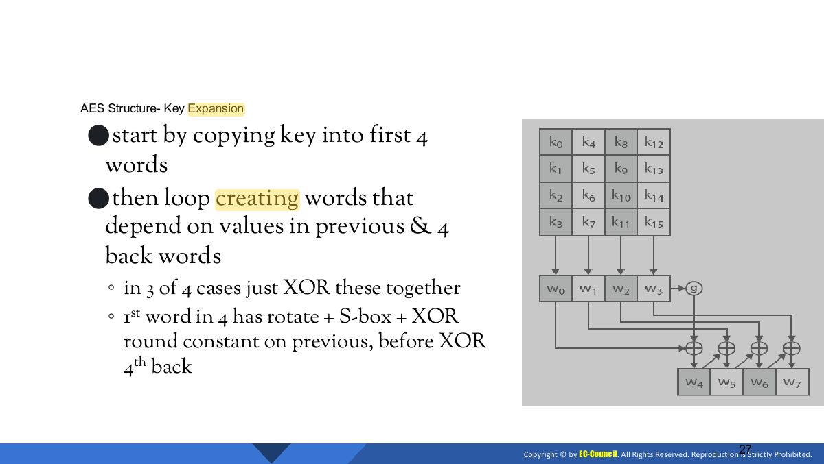 Slide 27: AES Structure- Key Expansion