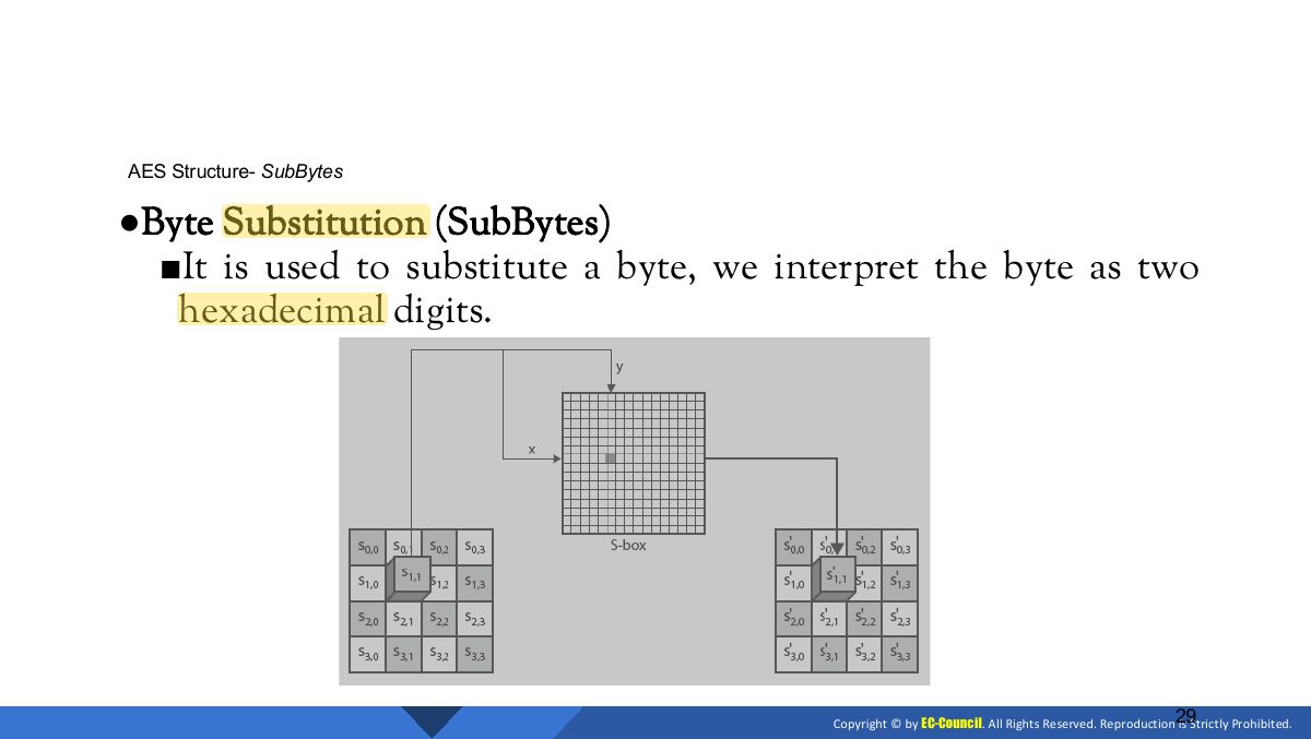 Slide 29: AES Structure- SubBytes