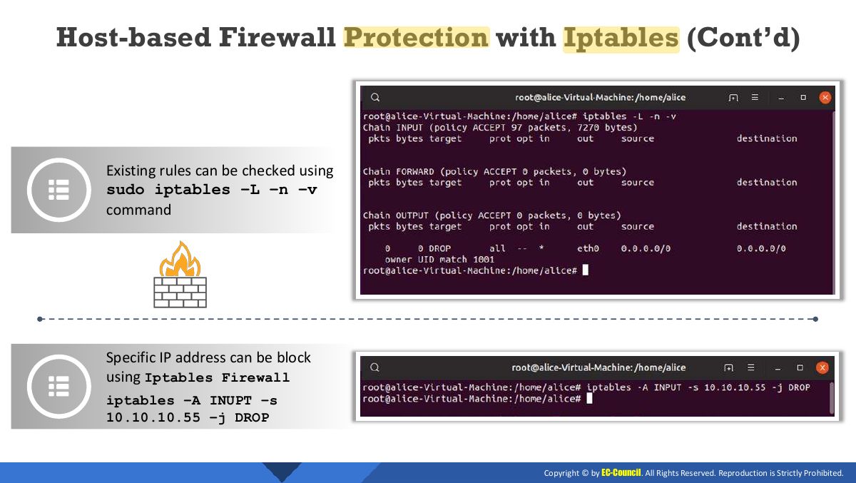 Slide 38: Host- based Firewall Protection with Iptables (Cont’d)