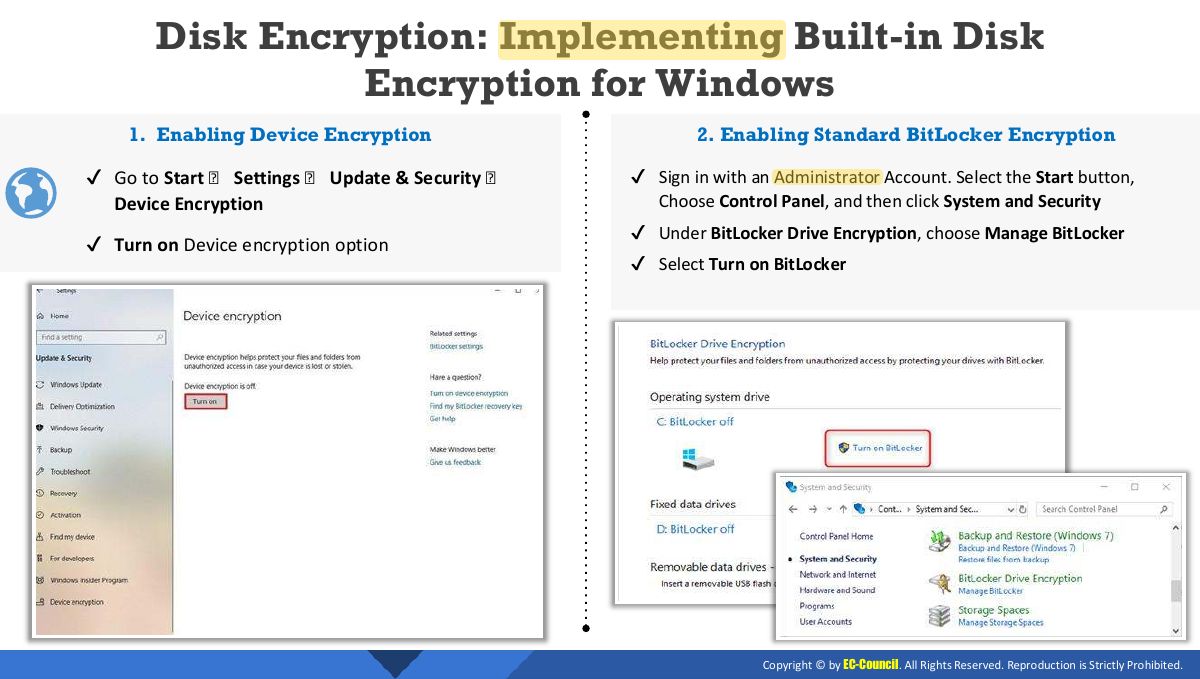 Slide 11: Disk Encryption: Implementing Built-in Disk Encryption for Windows