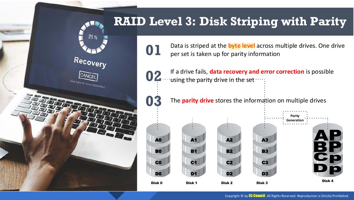 Slide 29: RAID Level 3: Disk Striping with Parity