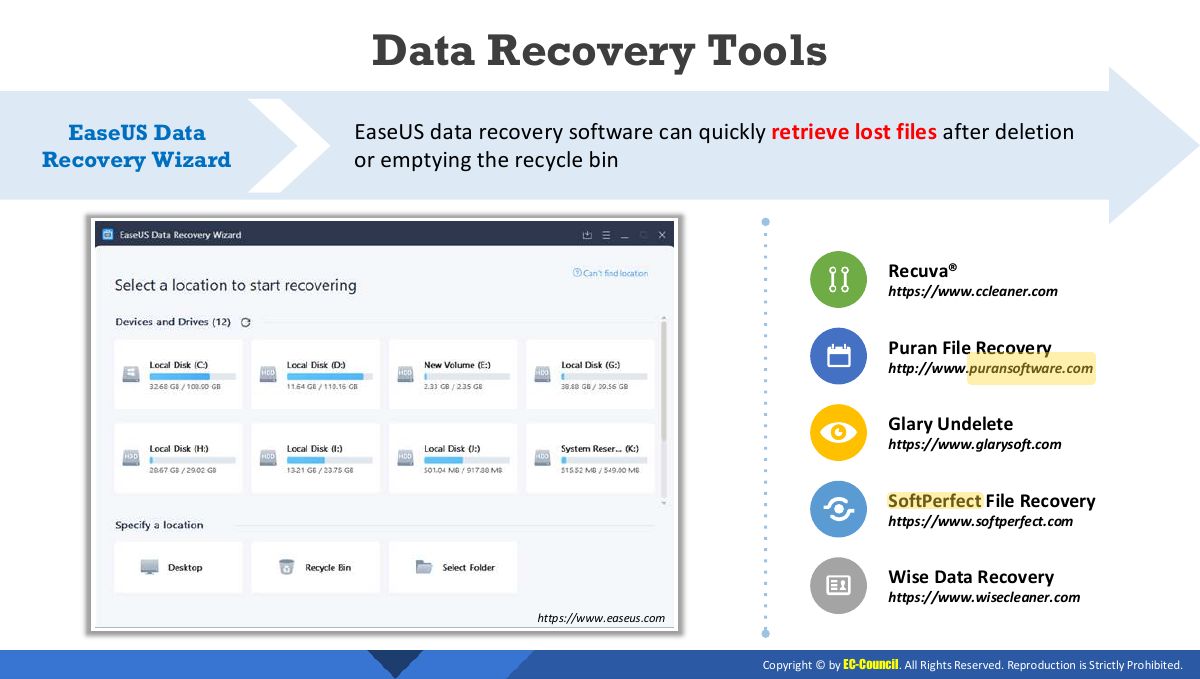 Slide 43: Data Recovery Tools