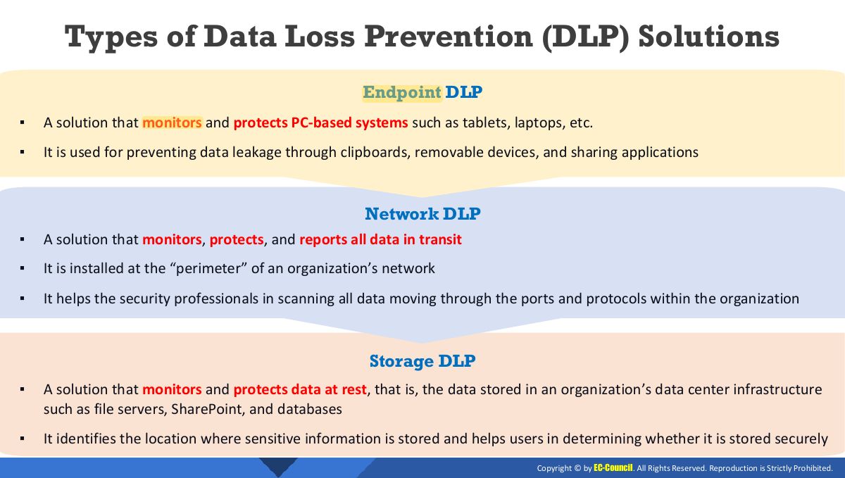 Slide 46: Types of Data Loss Prevention (DLP) Solutions