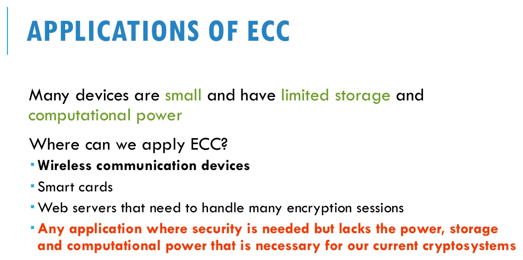 Applications of ECC.