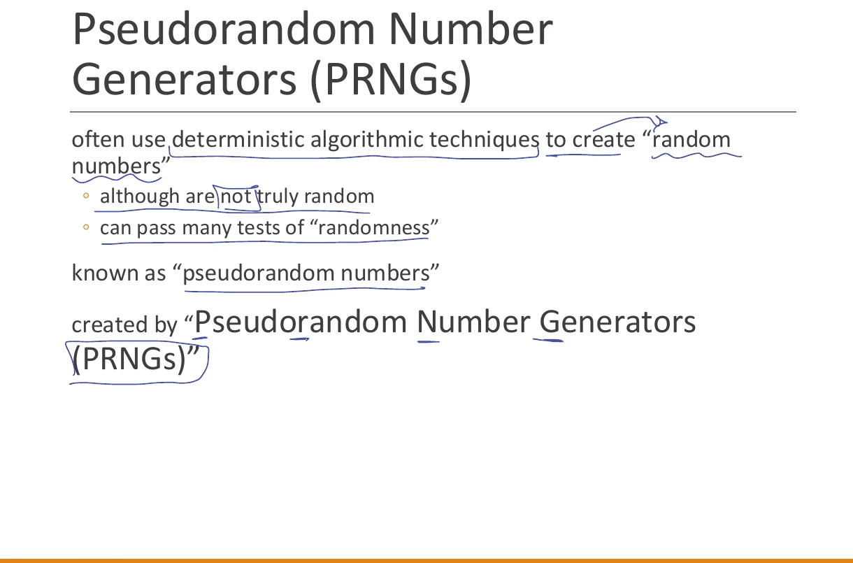 Pseudorandom number generators.