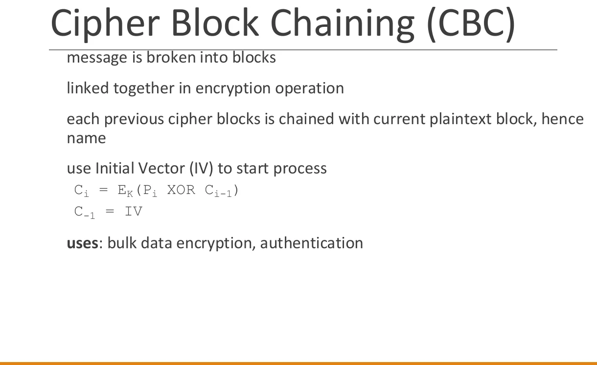 Cipher block chaining (CBC).