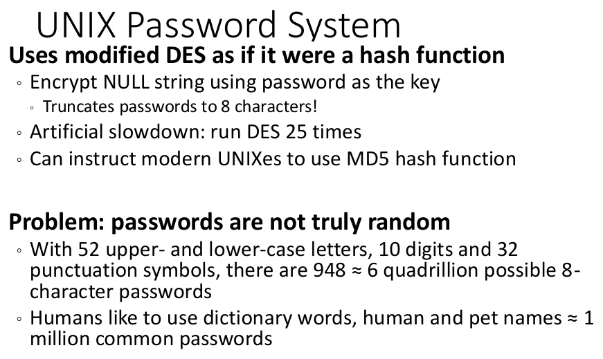 The UNIX password system.