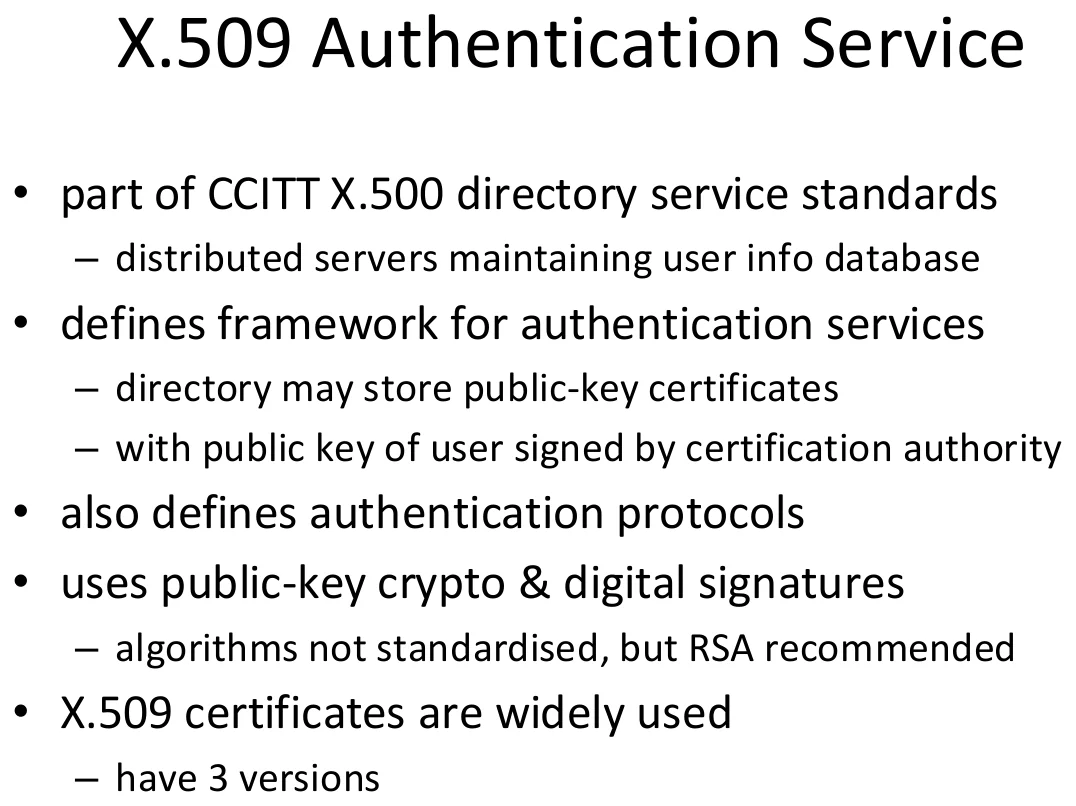 The X.509 authentication service.