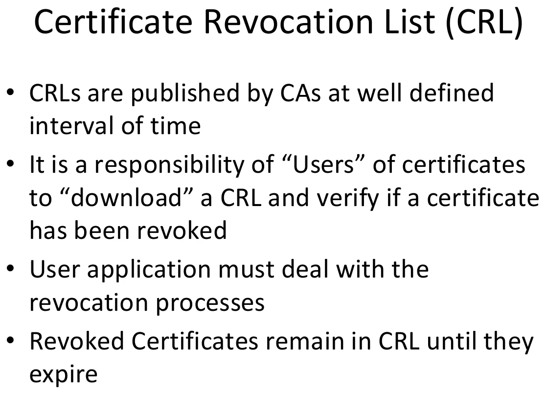 The certificate revocation list (CRL).