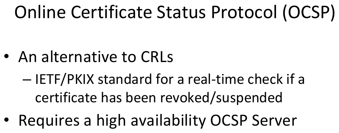 The Online Certificate Status Protocol (OCSP).