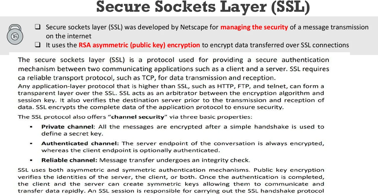 Secure Sockets Layer (SSL).