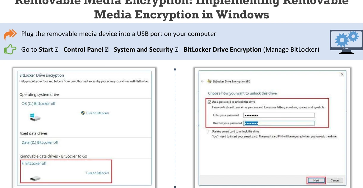 Removable media encryption.