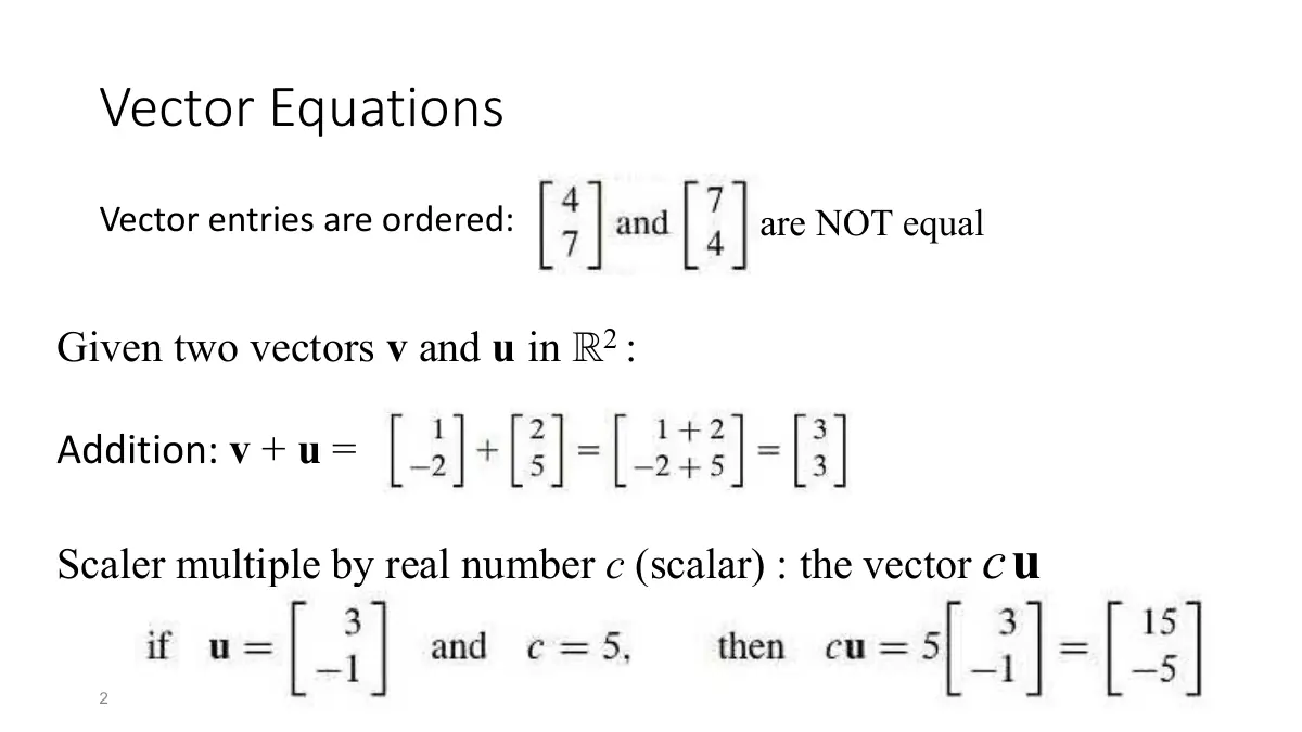 Slide 2: Vector Equations