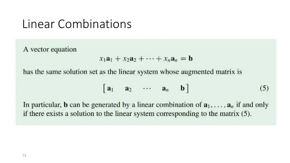 Slide 13: Linear Combinations