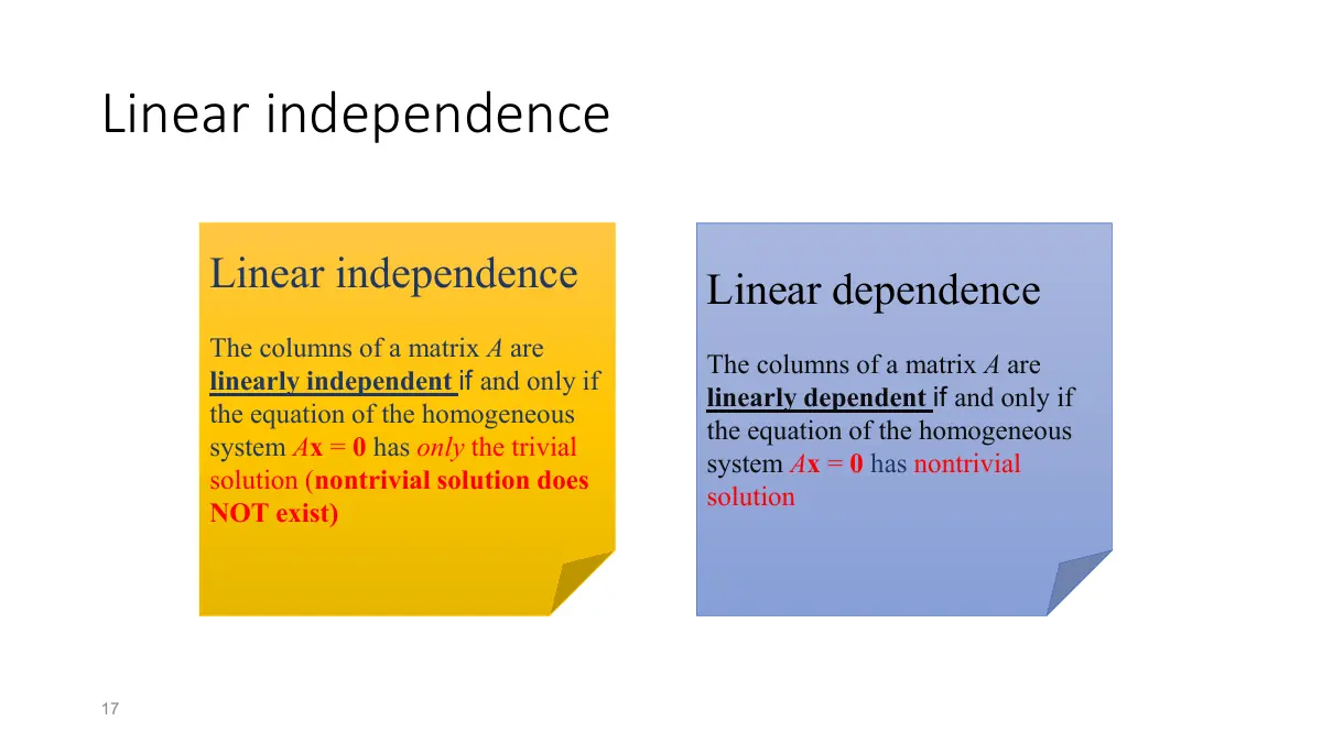 Slide 1: Linear independence