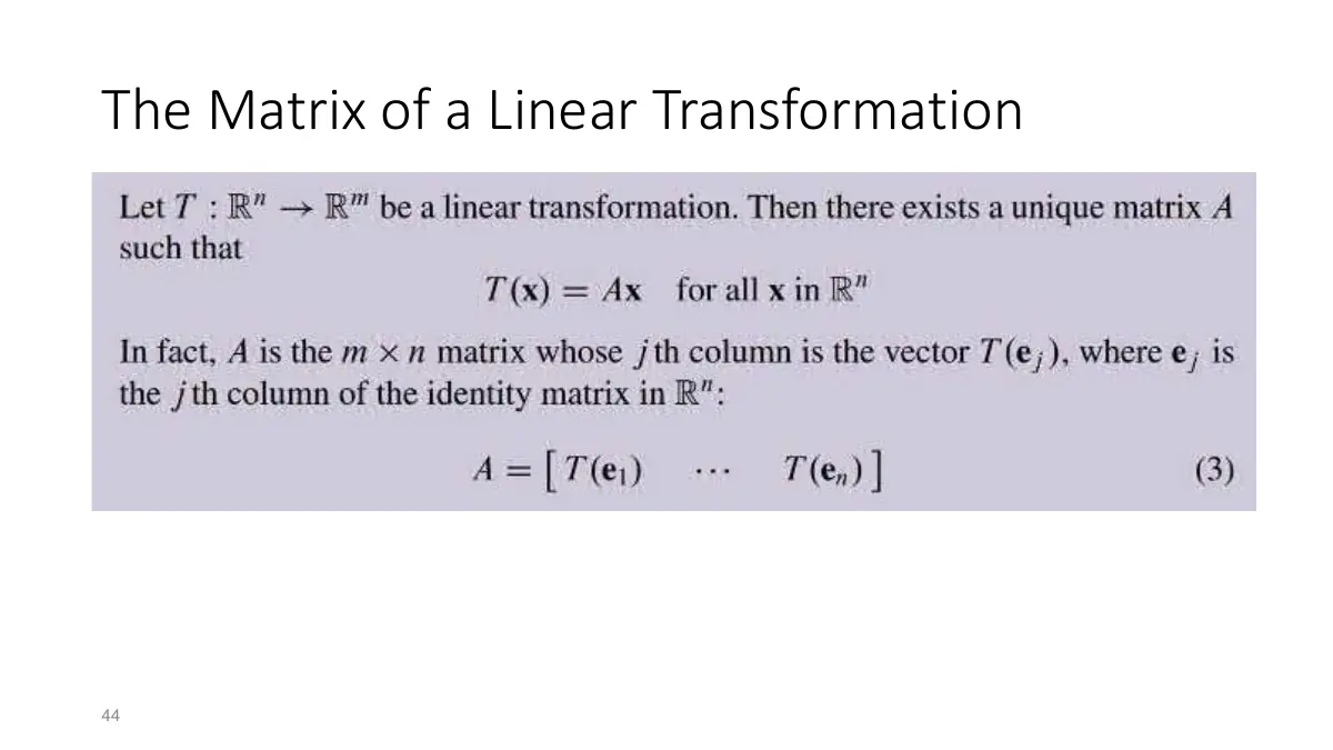 Slide 19: The Matrix of a Linear Transformation