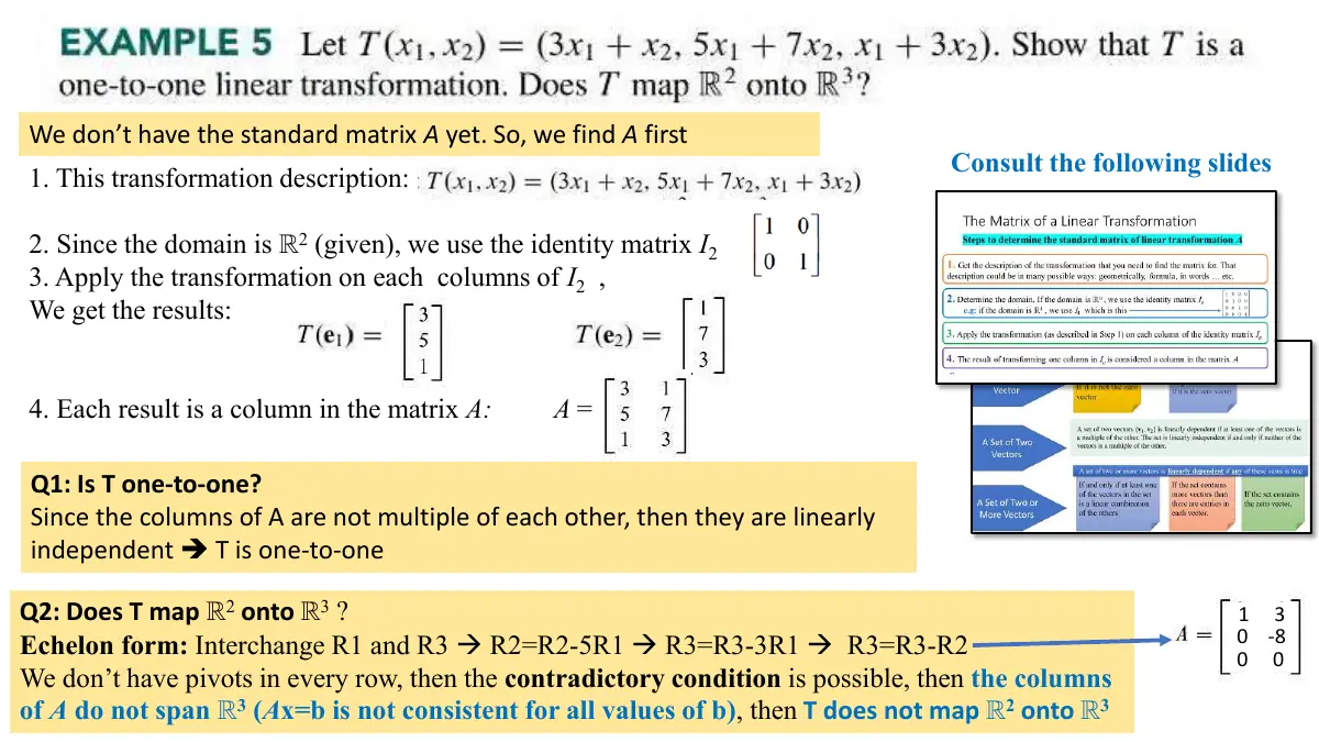 Slide 30: A yet. So, we find first A We don t have the standard matrix ’ Consult the following slides 1. This transformation description: