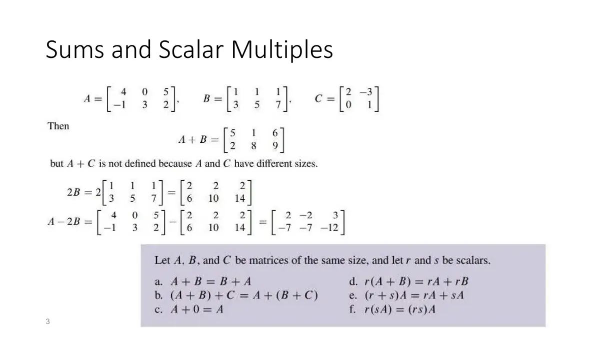 Slide 3: Sums and Scalar Multiples